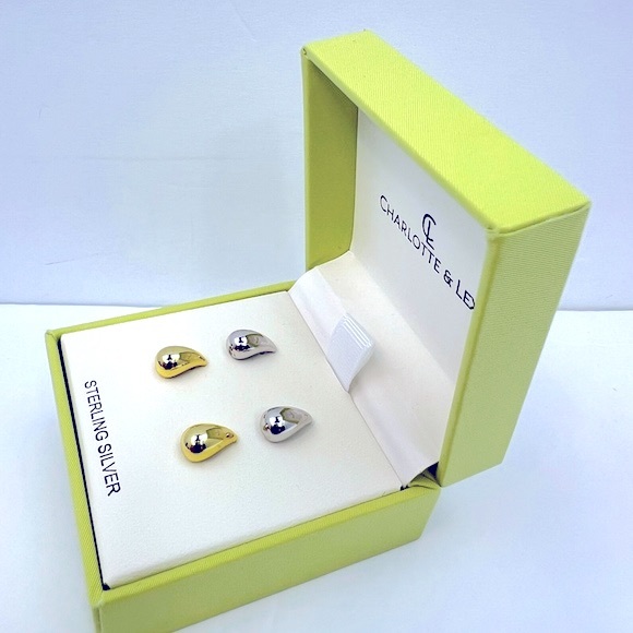 CHARLOTTE & LEXI,WOMENS TEAR DROP EARRINGS,STERLING SILVER, GOLD & SILVER COLORS - Picture 2 of 16